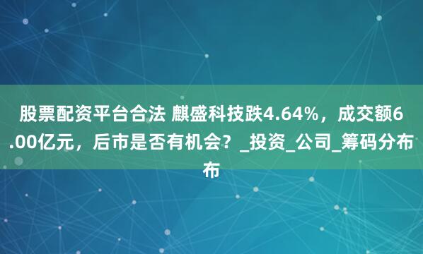 股票配资平台合法 麒盛科技跌4.64%，成交额6.00亿元，后市是否有机会？_投资_公司_筹码分布